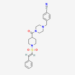 molecular formula C26H30N4O3S B2747541 4-[[4-[1-[(E)-2-phenylethenyl]sulfonylpiperidine-4-carbonyl]piperazin-1-yl]methyl]benzonitrile CAS No. 878111-53-6