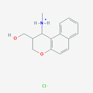 molecular formula C15H18ClNO2 B2747544 2-(hydroxymethyl)-N-methyl-2,3-dihydro-1H-benzo[f]chromen-1-aminium chloride CAS No. 477708-75-1