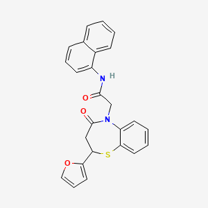 molecular formula C25H20N2O3S B2747545 2-(2-(furan-2-yl)-4-oxo-3,4-dihydrobenzo[b][1,4]thiazepin-5(2H)-yl)-N-(naphthalen-1-yl)acetamide CAS No. 896678-86-7