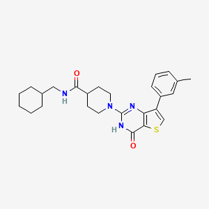 molecular formula C26H32N4O2S B2747555 N-(cyclohexylmethyl)-1-[7-(3-methylphenyl)-4-oxo-3,4-dihydrothieno[3,2-d]pyrimidin-2-yl]piperidine-4-carboxamide CAS No. 1242869-23-3