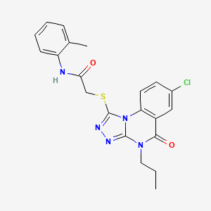 molecular formula C21H20ClN5O2S B2747602 2-[(7-氯-5-氧代-4-丙基-4,5-二氢[1,2,4]三唑并[4,3-a]喹唑啉-1-基)硫代]-N-(2-甲基苯基)乙酰胺 CAS No. 1111176-10-3