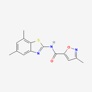 molecular formula C14H13N3O2S B2747607 N-(5,7-二甲基苯并[d]噻唑-2-基)-3-甲基异噁唑-5-羧酰胺 CAS No. 946287-03-2