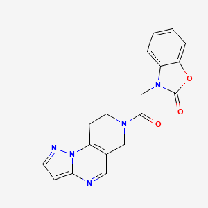 molecular formula C19H17N5O3 B2747610 3-(2-(2-methyl-8,9-dihydropyrazolo[1,5-a]pyrido[3,4-e]pyrimidin-7(6H)-yl)-2-oxoethyl)benzo[d]oxazol-2(3H)-one CAS No. 1705354-73-9
