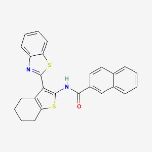 molecular formula C26H20N2OS2 B2747612 N-[3-(1,3-benzothiazol-2-yl)-4,5,6,7-tetrahydro-1-benzothiophen-2-yl]naphthalene-2-carboxamide CAS No. 476275-64-6