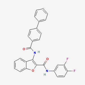 molecular formula C28H18F2N2O3 B2747616 3-([1,1'-biphenyl]-4-ylcarboxamido)-N-(3,4-difluorophenyl)benzofuran-2-carboxamide CAS No. 888448-89-3