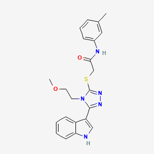 molecular formula C22H23N5O2S B2747618 2-((5-(1H-吲哚-3-基)-4-(2-甲氧基乙基)-4H-1,2,4-三唑-3-基)硫代)-N-(间甲苯基)乙酰胺 CAS No. 852144-58-2