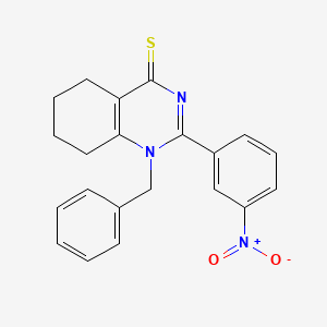 molecular formula C21H19N3O2S B2747619 1-苄基-2-(3-硝基苯基)-1,4,5,6,7,8-六氢喹唑啉-4-硫酮 CAS No. 431978-56-2