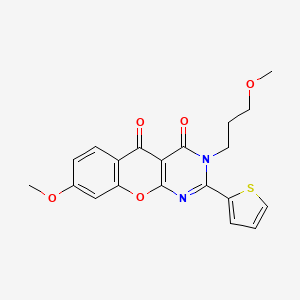 molecular formula C20H18N2O5S B2747621 8-methoxy-3-(3-methoxypropyl)-2-(thiophen-2-yl)-3H-chromeno[2,3-d]pyrimidine-4,5-dione CAS No. 883953-65-9