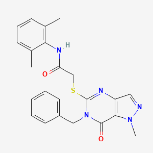 molecular formula C23H23N5O2S B2747622 2-((6-benzyl-1-methyl-7-oxo-6,7-dihydro-1H-pyrazolo[4,3-d]pyrimidin-5-yl)thio)-N-(2,6-dimethylphenyl)acetamide CAS No. 1286878-76-9