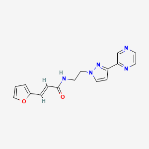 molecular formula C16H15N5O2 B2747633 (E)-3-(呋喃-2-基)-N-(2-(3-(吡嗪-2-基)-1H-吡唑-1-基)乙基)丙烯酰胺 CAS No. 2035021-79-3
