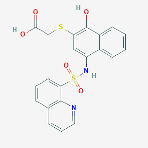 molecular formula C21H16N2O5S2 B2747634 2-[1-Hydroxy-4-(quinolin-8-ylsulfonylamino)naphthalen-2-yl]sulfanylacetic acid CAS No. 708236-67-3