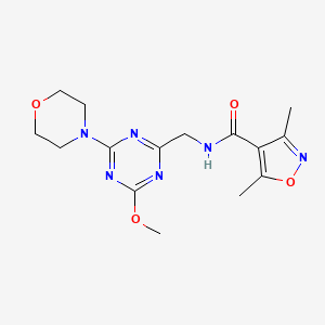 molecular formula C15H20N6O4 B2747637 N-((4-methoxy-6-morpholino-1,3,5-triazin-2-yl)methyl)-3,5-dimethylisoxazole-4-carboxamide CAS No. 2034516-81-7