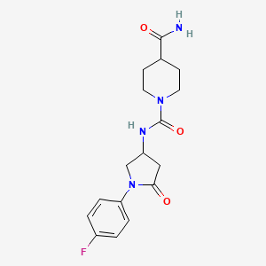 molecular formula C17H21FN4O3 B2747640 N1-(1-(4-fluorophenyl)-5-oxopyrrolidin-3-yl)piperidine-1,4-dicarboxamide CAS No. 894018-91-8