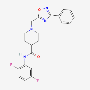molecular formula C21H20F2N4O2 B2747642 N-(2,5-二氟苯基)-1-((3-苯基-1,2,4-噁二唑-5-基)甲基)哌啶-4-羧酰胺 CAS No. 1428367-09-2