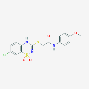 molecular formula C16H14ClN3O4S2 B2747643 2-((7-氯-1,1-二氧代-4H-苯并[e][1,2,4]噻二嗪-3-基)硫基)-N-(4-甲氧基苯基)乙酰胺 CAS No. 899976-45-5