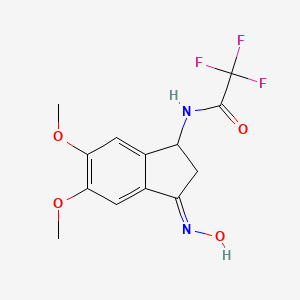 molecular formula C13H13F3N2O4 B2747645 2,2,2-三氟-N-[3-(羟亚胺)-5,6-二甲氧基-2,3-二氢-1H-茚-1-基]乙酰胺 CAS No. 861209-51-0