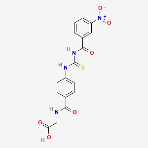 2-(4-(3-(3-Nitrobenzoyl)thioureido)benzamido)acetic acid
