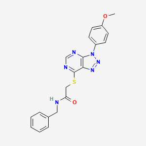 molecular formula C20H18N6O2S B2747659 N-苄基-2-[3-(4-甲氧基苯基)噻唑并[4,5-d]嘧啶-7-基]硫醇乙酰胺 CAS No. 863500-62-3