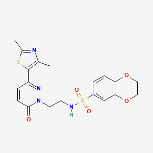 molecular formula C19H20N4O5S2 B2747666 N-(2-(3-(2,4-二甲基噻唑-5-基)-6-氧代吡啶-1(6H)-基)乙基)-2,3-二氢苯并[b][1,4]二噁烷-6-磺酰胺 CAS No. 1251610-61-3