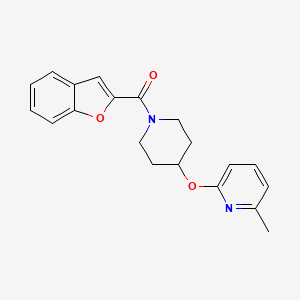 molecular formula C20H20N2O3 B2747667 Benzofuran-2-yl(4-((6-methylpyridin-2-yl)oxy)piperidin-1-yl)methanone CAS No. 1797593-75-9