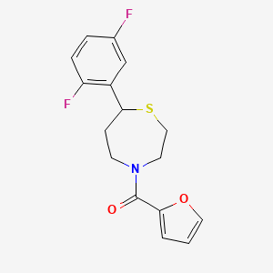 molecular formula C16H15F2NO2S B2747676 (7-(2,5-Difluorophenyl)-1,4-thiazepan-4-yl)(furan-2-yl)methanone CAS No. 1706005-83-5