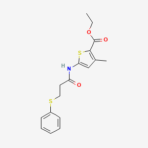 molecular formula C17H19NO3S2 B2747683 乙基 3-甲基-5-(3-(苯基硫基)丙酰胺)噻吩-2-羧酸乙酯 CAS No. 477568-01-7