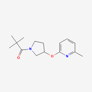 molecular formula C15H22N2O2 B2747685 2,2-二甲基-1-(3-((6-甲基吡啶-2-基)氧基)吡咯啉-1-基)丙酮 CAS No. 1903035-18-6
