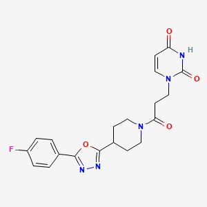 molecular formula C20H20FN5O4 B2747717 1-(3-(4-(5-(4-fluorophenyl)-1,3,4-oxadiazol-2-yl)piperidin-1-yl)-3-oxopropyl)pyrimidine-2,4(1H,3H)-dione CAS No. 1210178-06-5