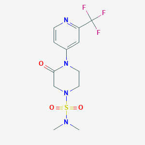 molecular formula C12H15F3N4O3S B2747724 N,N-Dimethyl-3-oxo-4-[2-(trifluoromethyl)pyridin-4-yl]piperazine-1-sulfonamide CAS No. 2380178-51-6