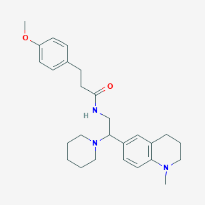 molecular formula C27H37N3O2 B2747727 3-(4-methoxyphenyl)-N-[2-(1-methyl-1,2,3,4-tetrahydroquinolin-6-yl)-2-(piperidin-1-yl)ethyl]propanamide CAS No. 922092-10-2