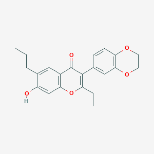 molecular formula C22H22O5 B2747736 3-(2,3-dihydro-1,4-benzodioxin-6-yl)-2-ethyl-7-hydroxy-6-propyl-4H-chromen-4-one CAS No. 159647-64-0