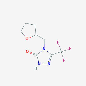 molecular formula C8H10F3N3O2 B2747743 4-[(oxolan-2-yl)methyl]-3-(trifluoromethyl)-4,5-dihydro-1H-1,2,4-triazol-5-one CAS No. 2197454-32-1
