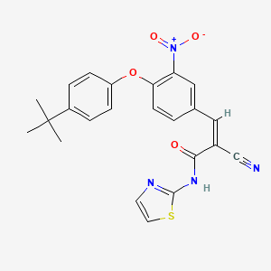 (Z)-3-[4-(4-Tert-butylphenoxy)-3-nitrophenyl]-2-cyano-N-(1,3-thiazol-2-yl)prop-2-enamide