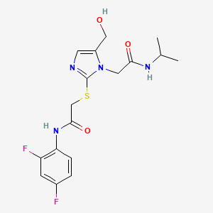 molecular formula C17H20F2N4O3S B2747745 N-(2,4-difluorophenyl)-2-((5-(hydroxymethyl)-1-(2-(isopropylamino)-2-oxoethyl)-1H-imidazol-2-yl)thio)acetamide CAS No. 921795-04-2