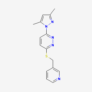 molecular formula C15H15N5S B2747762 3-(3,5-dimethyl-1H-pyrazol-1-yl)-6-((pyridin-3-ylmethyl)thio)pyridazine CAS No. 1396564-12-7