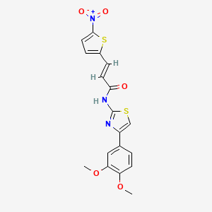 molecular formula C18H15N3O5S2 B2747766 (E)-N-(4-(3,4-dimethoxyphenyl)thiazol-2-yl)-3-(5-nitrothiophen-2-yl)acrylamide CAS No. 477547-98-1