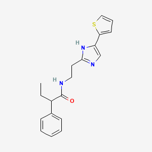 molecular formula C19H21N3OS B2747768 2-phenyl-N-(2-(4-(thiophen-2-yl)-1H-imidazol-2-yl)ethyl)butanamide CAS No. 1396863-89-0