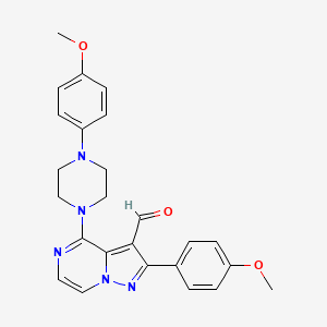 2-(4-Methoxyphenyl)-4-[4-(4-methoxyphenyl)piperazin-1-yl]pyrazolo[1,5-a]pyrazine-3-carbaldehyde