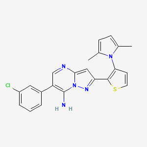 molecular formula C22H18ClN5S B2747773 6-(3-氯苯基)-2-[3-(2,5-二甲基-1H-吡咯-1-基)-2-噻吩基]嘧啶并[1,5-A]嘧啶-7-胺 CAS No. 383147-74-8