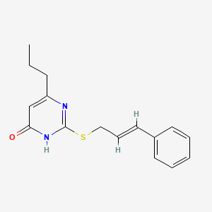 molecular formula C16H18N2OS B2747778 2-[(E)-3-苯基丙-2-烯基]硫醇基-6-丙基-1H-嘧啶-4-酮 CAS No. 415720-40-0