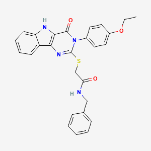 molecular formula C27H24N4O3S B2747779 N-benzyl-2-((3-(4-ethoxyphenyl)-4-oxo-4,5-dihydro-3H-pyrimido[5,4-b]indol-2-yl)thio)acetamide CAS No. 536710-17-5
