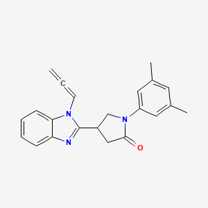 molecular formula C22H21N3O B2747783 1-(3,5-Dimethylphenyl)-4-(1-propa-1,2-dienylbenzimidazol-2-yl)pyrrolidin-2-one CAS No. 912903-84-5
