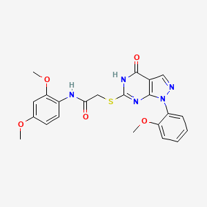 molecular formula C22H21N5O5S B2747792 N-(2,4-二甲氧基苯基)-2-((1-(2-甲氧基苯基)-4-氧代-4,5-二氢-1H-吡唑并[3,4-d]嘧啶-6-基)硫)乙酰胺 CAS No. 946366-38-7