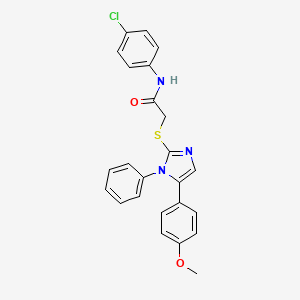 molecular formula C24H20ClN3O2S B2747799 N-(4-氯苯基)-2-((5-(4-甲氧基苯基)-1-苯基-1H-咪唑-2-基)硫)乙酰胺 CAS No. 1206993-17-0