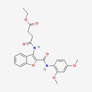 molecular formula C23H24N2O7 B2747809 乙酸乙酯 4-((2-((2,4-二甲氧基苯基)氨基)苯并呋喃-3-基)氨基)-4-氧代丁酸酯 CAS No. 862978-70-9