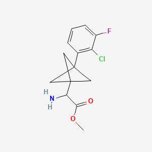 molecular formula C14H15ClFNO2 B2747813 Methyl 2-amino-2-[3-(2-chloro-3-fluorophenyl)-1-bicyclo[1.1.1]pentanyl]acetate CAS No. 2287260-38-0