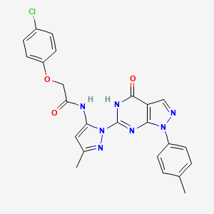 molecular formula C24H20ClN7O3 B2747819 2-(4-氯苯氧基)-N-(3-甲基-1-(4-氧代-1-(对甲苯基)-4,5-二氢-1H-咪唑-6-基)-1H-咪唑-5-基)乙酰胺 CAS No. 1172563-21-1