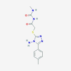 molecular formula C13H16N6O2S B274782 2-[[4-amino-5-(4-methylphenyl)-1,2,4-triazol-3-yl]sulfanyl]-N-(methylcarbamoyl)acetamide 