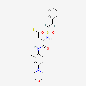 molecular formula C24H31N3O4S2 B2747823 N-(2-methyl-4-morpholin-4-ylphenyl)-4-methylsulfanyl-2-[[(E)-2-phenylethenyl]sulfonylamino]butanamide CAS No. 1214872-90-8