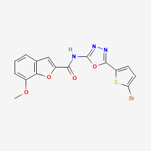 molecular formula C16H10BrN3O4S B2747824 N-(5-(5-溴噻吩-2-基)-1,3,4-噁二唑-2-基)-7-甲氧基苯并呋喃-2-甲酰胺 CAS No. 1021132-03-5